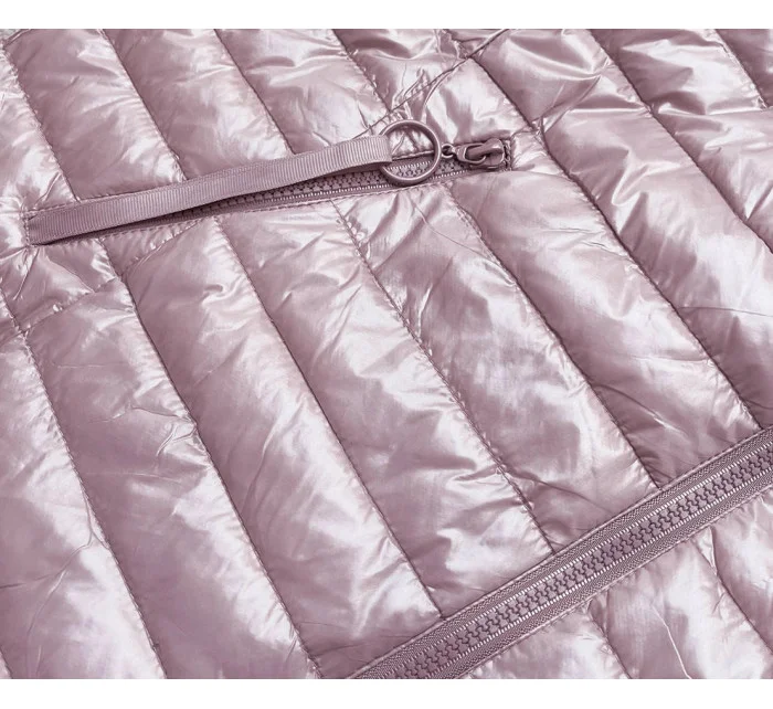 Obojstranná dámska kvetovaná bunda v púdrovo ružovej farbe (PC-7509-52)