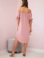 Šaty zviazané na rukávoch tmavá púdrová ružová