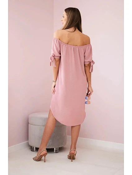 Šaty zviazané na rukávoch tmavá púdrová ružová Šaty zviazané na rukávoch tmavá púdrová ružová