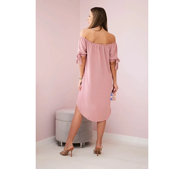 Šaty zviazané na rukávoch tmavá púdrová ružová Šaty zviazané na rukávoch tmavá púdrová ružová