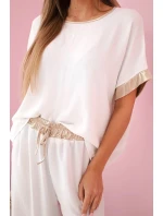 Súprava z viskózy so zlatým lemovaním ecru