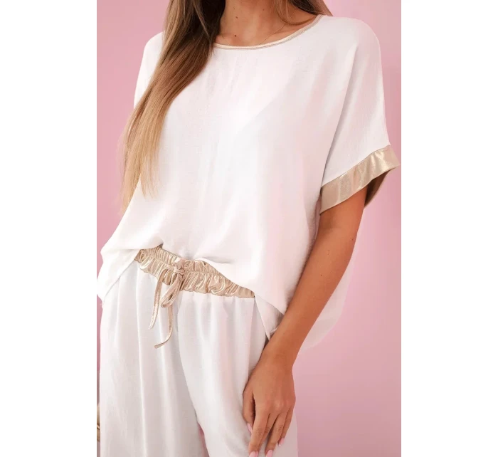 Súprava z viskózy so zlatým lemovaním ecru