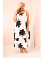 Dámské šaty na ramínka s volánem a květinovým potiskem černá Dámské šaty na ramínka s volánem a květinovým potiskem černá