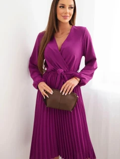 Šaty vázané s model 21924459 spodkem tmavě fialová - K-Fashion