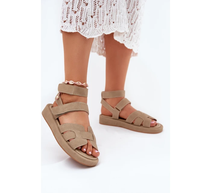 Sandały Damskie Z Rzepami Khaki Uvissa