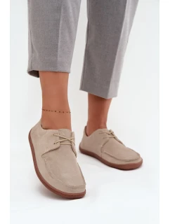 Półbuty Damskie Typu Barefoot Z Naturalnego Zamszu Zazoo 327 Jasnobeżowe