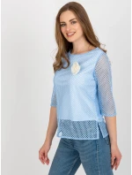 Dámska blúzka LK BZ 506642.94 Svetlomodrá s bielou - Lakerta Dámska blúzka LK BZ 506642.94 Svetlomodrá s bielou - Lakerta