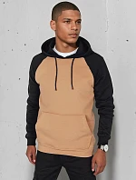 Pánska základná mikina s kapucňou v ťavej farbe FashionStreet BX5891