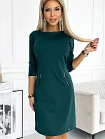 420-5 MARY Šaty so zlatými zámkami - BOTTLE GREEN