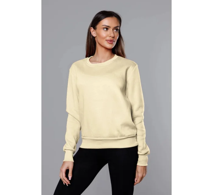 Béžová dámska tepláková mikina so sťahovacími lemami (W01-67) Béžová dámska tepláková mikina so sťahovacími lemami (W01-67)