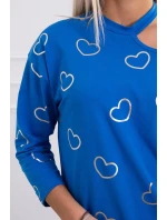 Nevädze modrá blúzka s potlačou srdca
