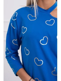 Nevädze modrá blúzka s potlačou srdca
