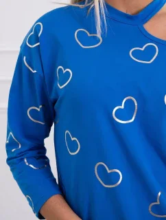 Nevädze modrá blúzka s potlačou srdca