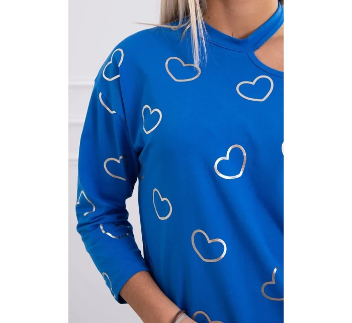 Nevädze modrá blúzka s potlačou srdca