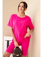 Dámsky bavlnený set s krátkym rukávom a šortkami žltý