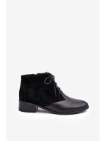 Modne Damskie Sznurowane Botki Czarne Kefora Modne Damskie Sznurowane Botki Czarne Kefora