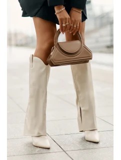 Kozaki Na Szpilce Z Wywiniętą Cholewką Jasnobeżowe Bellinna