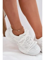 Sneakersy Damskie Z Podwójnym Sznurowaniem Białe Onivetta