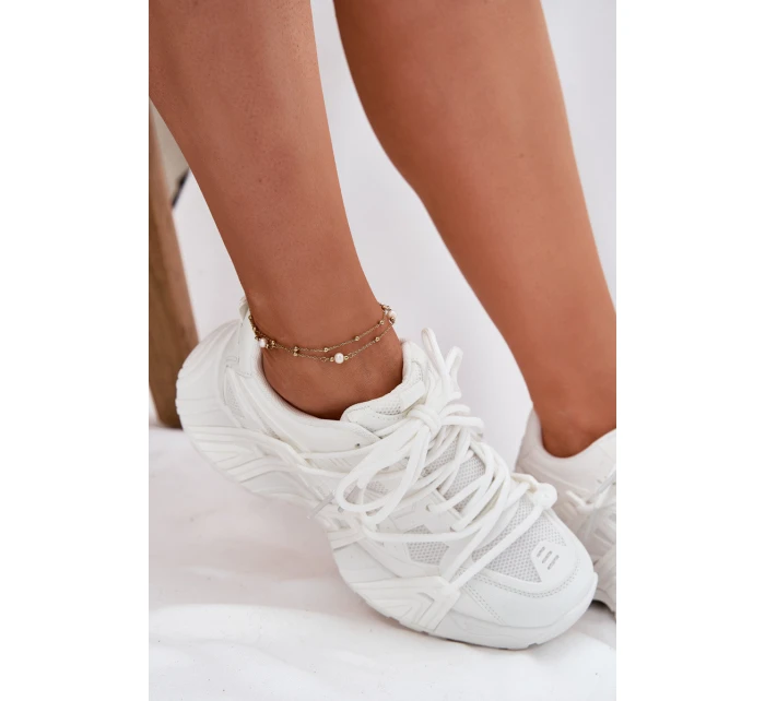 Sneakersy Damskie Z Podwójnym Sznurowaniem Białe Onivetta