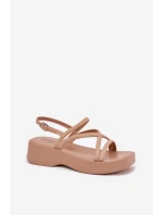 Dámské Sandály Na Platformě S Pásky Béžové model 21702591 - Boto