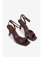 Dámské sandály na podpatku Eko kůže čokoládové Brisora Dámské sandály na podpatku Eko kůže čokoládové Brisora
