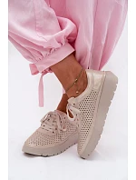 Kožené síťované dámské polobotky Vinceza 79629 zlaté