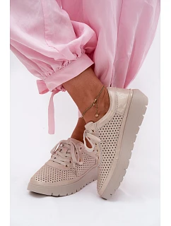 Kožené síťované dámské polobotky Vinceza 79629 zlaté