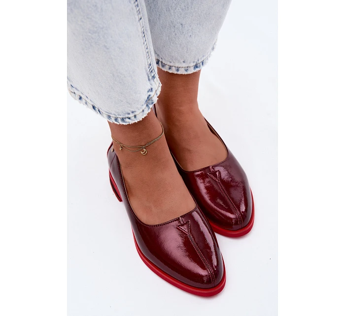 Kožené lakované baleríny model 22123170 bordó - Maciejka