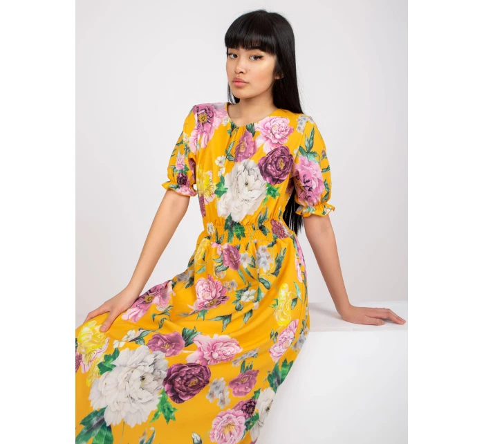 Šaty LK SK model 17420042 tmavě žlutá - FPrice Šaty LK SK model 17420042 tmavě žlutá - FPrice