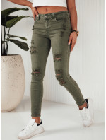 NOEL dámske džínsové nohavice zelené Dstreet UY1873