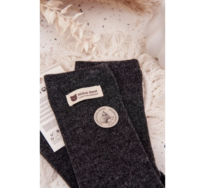 Dámske teplé vlnené ponožky s aplikáciou - tmavosivé Dámske teplé vlnené ponožky s aplikáciou - tmavosivé