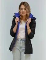 Čierno-tmavomodrá obojstranná prechodná bunda (7699)