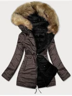 Čierno-hnedá obojstranná dámska zimná bunda (mhm-w556) Čierno-hnedá obojstranná dámska zimná bunda (mhm-w556)
