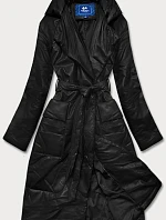 Čierna oversize bunda z ekologickej kože (AG1-J9080)