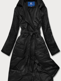 Čierna oversize bunda z ekologickej kože (AG1-J9080)
