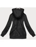 Dámska mikina bez zipsu v grafitovej farbe so srdiečkovým vzorom (2315)