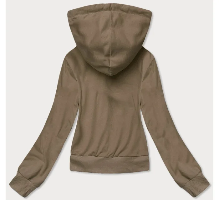 Tmavobéžová krátka mikina s kapucňou (8B939-91) Tmavobéžová krátka mikina s kapucňou (8B939-91)