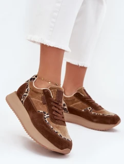 Dámské Semišové Tenisky Big Star model 21705883 HIPOLY SYSTEM Hnědé Leopardí - Big Star Shoes
