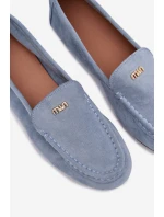 Dámské mokasiny s malým zlatým detailem modré Sarivelle