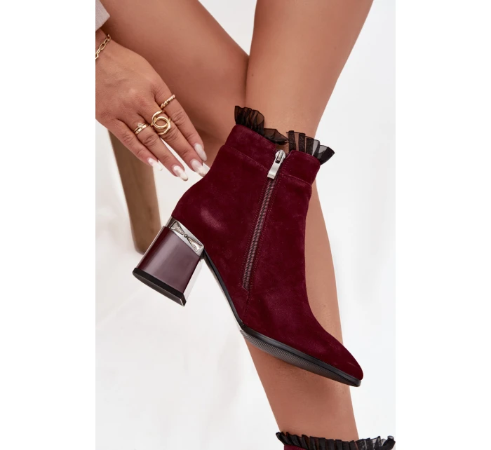 Dámske členkové topánky D&A z prírodného semišu - bordová Dámske členkové topánky D&A z prírodného semišu - bordová