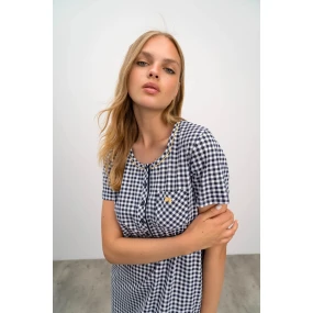 Dámska nočná košeľa 16215-183 Tmavomodrá s bielou - Vamp