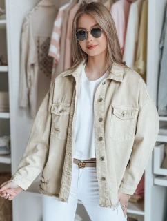 Dámska nadrozmerná džínsová bunda JUSTDEM béžová FashionStreet TY4908