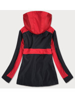 Červeno-čierna dámska bunda vetrovka s kapucňou (YR1967)