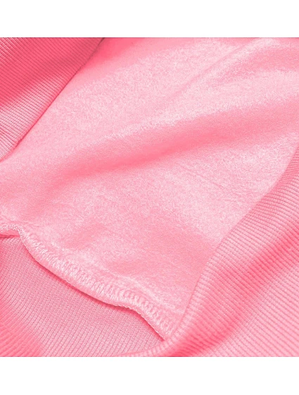 Světle růžová dámská tepláková mikina se stahovacími lemy model 17059111 - J.STYLE Světle růžová dámská tepláková mikina se stahovacími lemy model 17059111 - J.STYLE