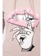 Šaty s delšími zády a barevným potiskem béžové barvy Šaty s delšími zády a barevným potiskem béžové barvy