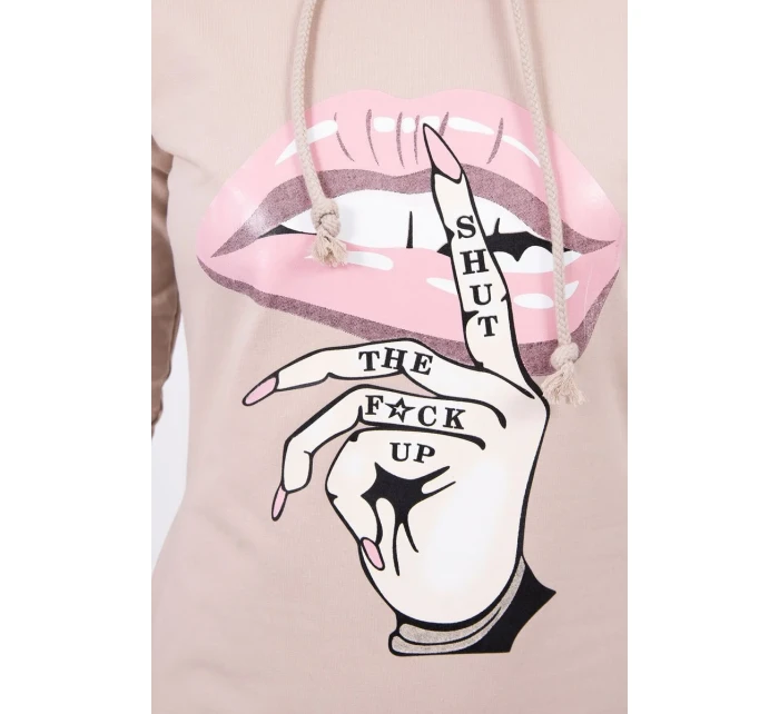 Šaty s delšími zády a barevným potiskem béžové barvy Šaty s delšími zády a barevným potiskem béžové barvy