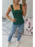 Halenka bez ramínek s volánky zelená Halenka bez ramínek s volánky zelená