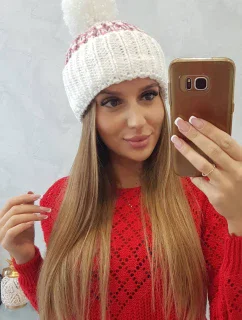 Dámská čepice Ellen s bambulí model 18751771 bílá - K-Fashion