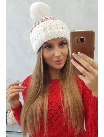 Dámská čepice Ellen s bambulí model 18751771 bílá - K-Fashion