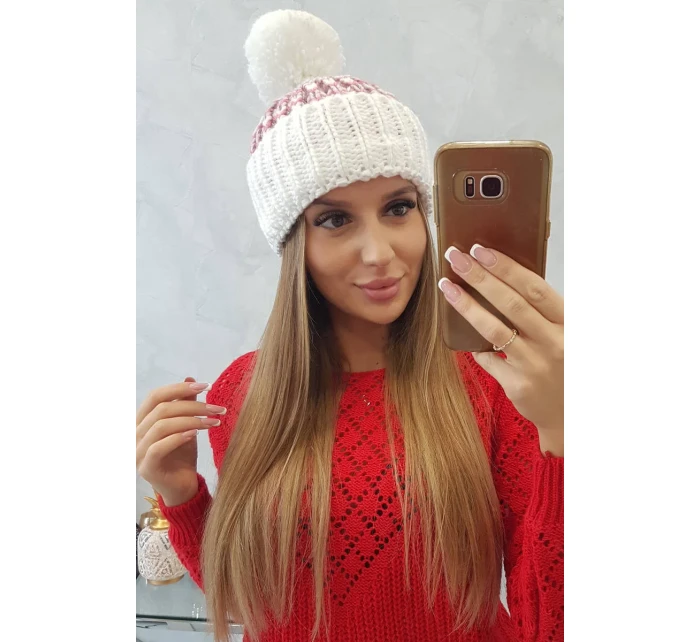 Dámská čepice Ellen s bambulí model 18751771 bílá - K-Fashion